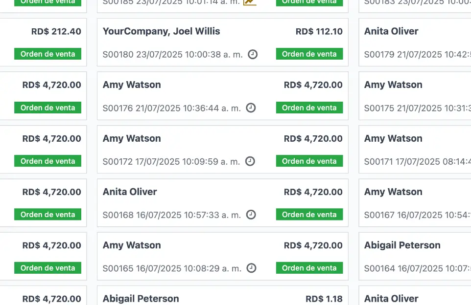 Interfaz de Odoo